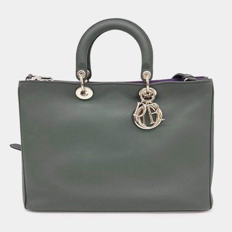 Pre Owned Dior Leather Large Diorissimo Shopper Tote Bag