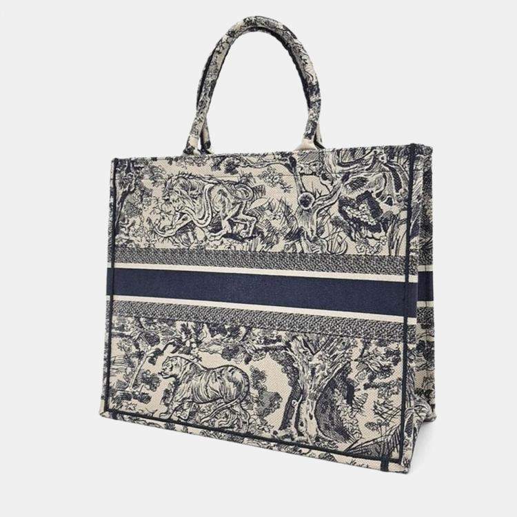 Pre Owned Christian Dior Blue Canvas Book Tote Bag