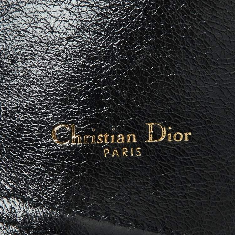 Pre Owned Dior Black Crinkled Leather Saddle Waist Belt Bag