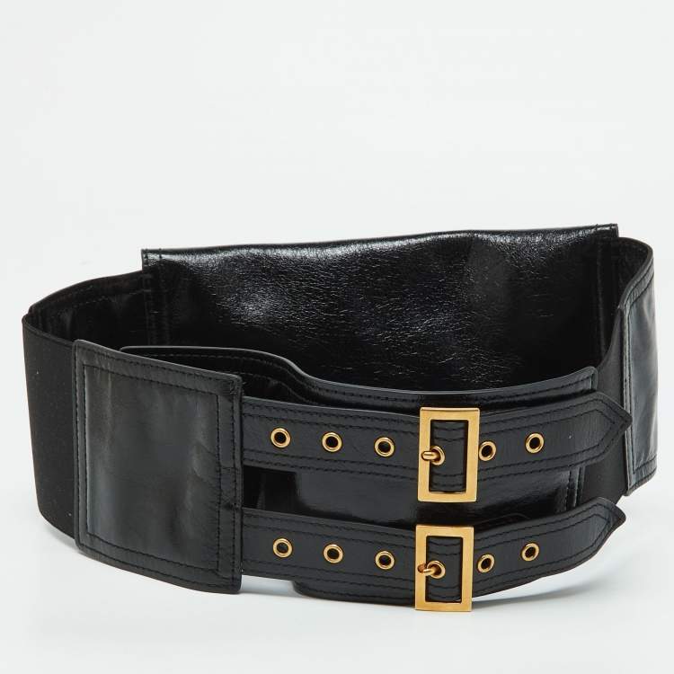 Pre Owned Dior Black Crinkled Leather Saddle Waist Belt Bag