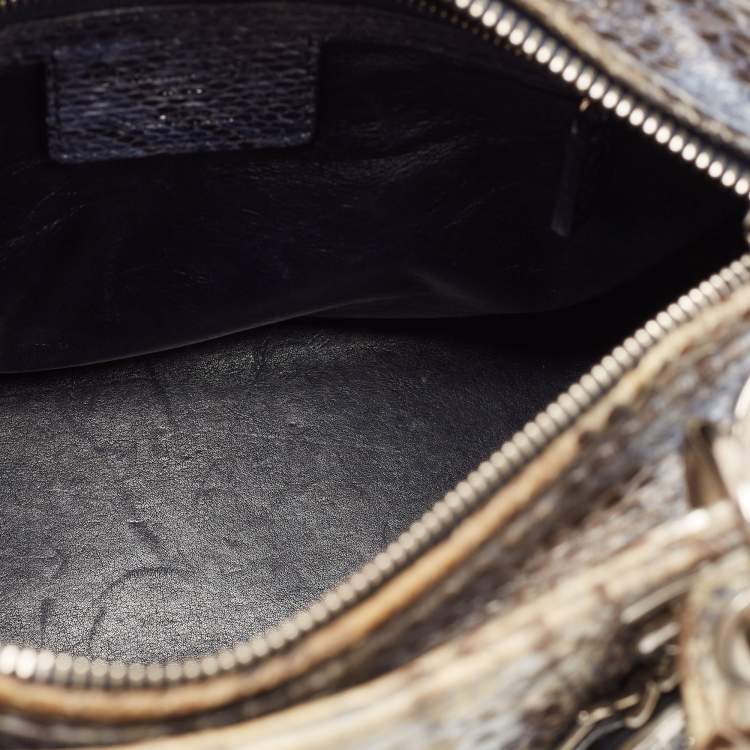 Pre Owned Dior Ombre Blue Python Medium Lady Dior Tote