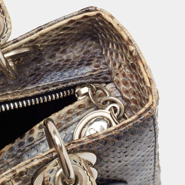 Pre Owned Dior Ombre Blue Python Medium Lady Dior Tote