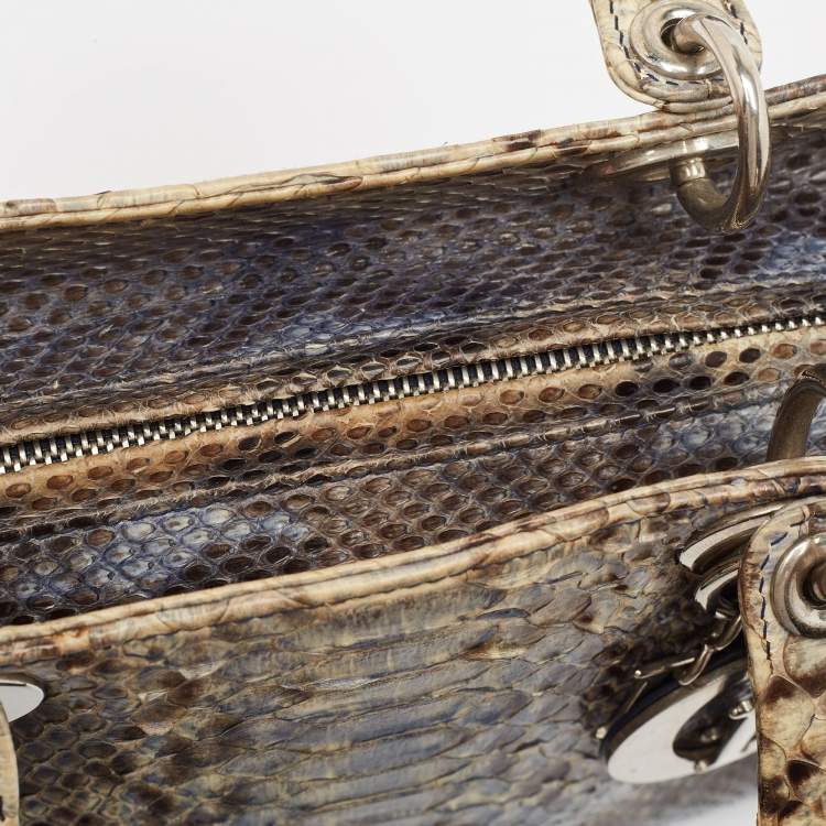 Pre Owned Dior Ombre Blue Python Medium Lady Dior Tote