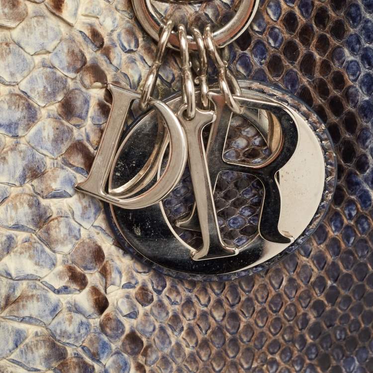 Pre Owned Dior Ombre Blue Python Medium Lady Dior Tote