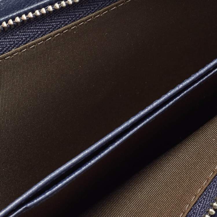 Pre Owned Dior Navy Blue Cannage Quilted Leather New Lock Wallet on Chain