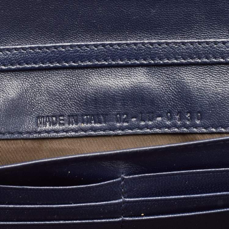 Pre Owned Dior Navy Blue Cannage Quilted Leather New Lock Wallet on Chain