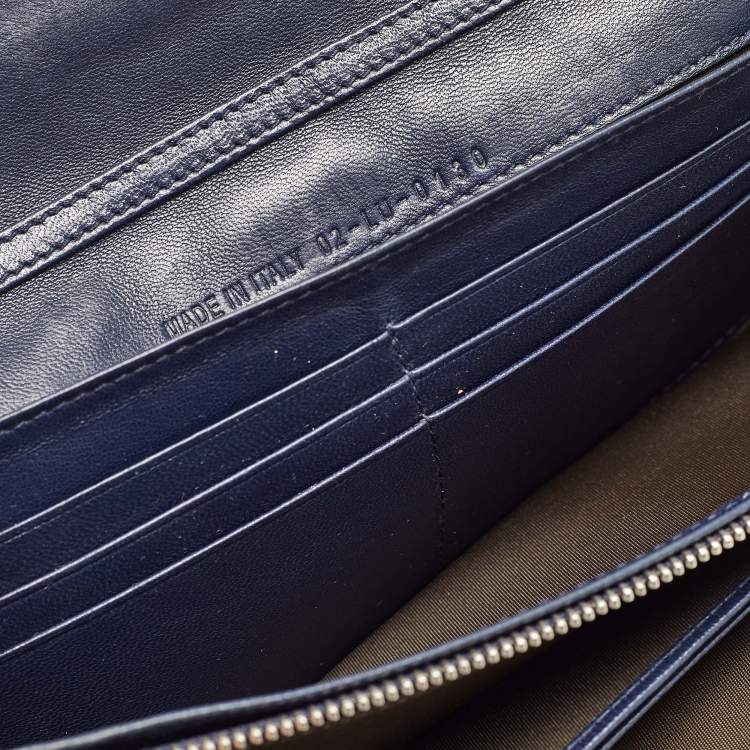 Pre Owned Dior Navy Blue Cannage Quilted Leather New Lock Wallet on Chain