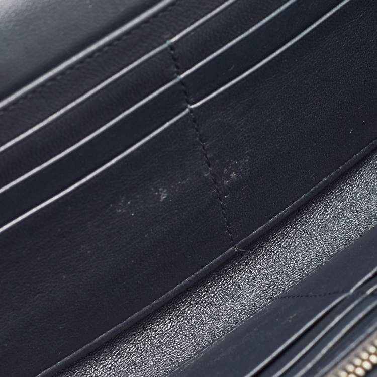 Pre Owned Dior Silver Microcannage Patent Leather Lady Dior Croisiere Wallet on Chain