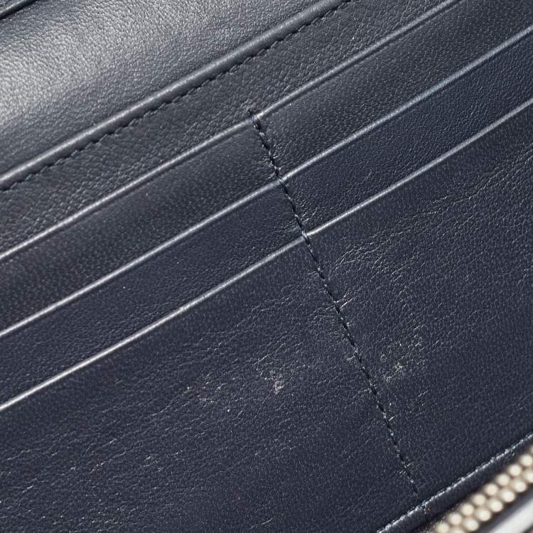 Pre Owned Dior Silver Microcannage Patent Leather Lady Dior Croisiere Wallet on Chain