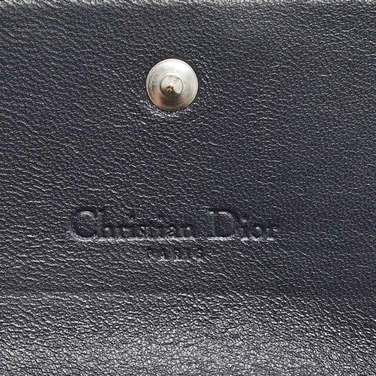 Pre Owned Dior Silver Microcannage Patent Leather Lady Dior Croisiere Wallet on Chain
