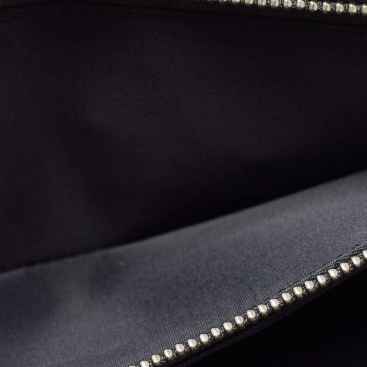 Pre Owned Dior Silver Microcannage Patent Leather Lady Dior Croisiere Wallet on Chain