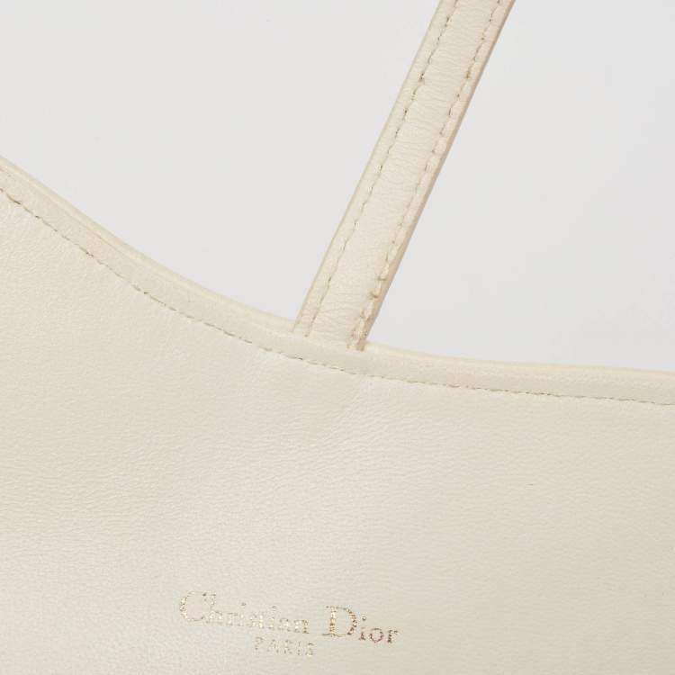 Pre Owned Dior Off White Oblique Canvas and Leather Saddle Wallet on Chain