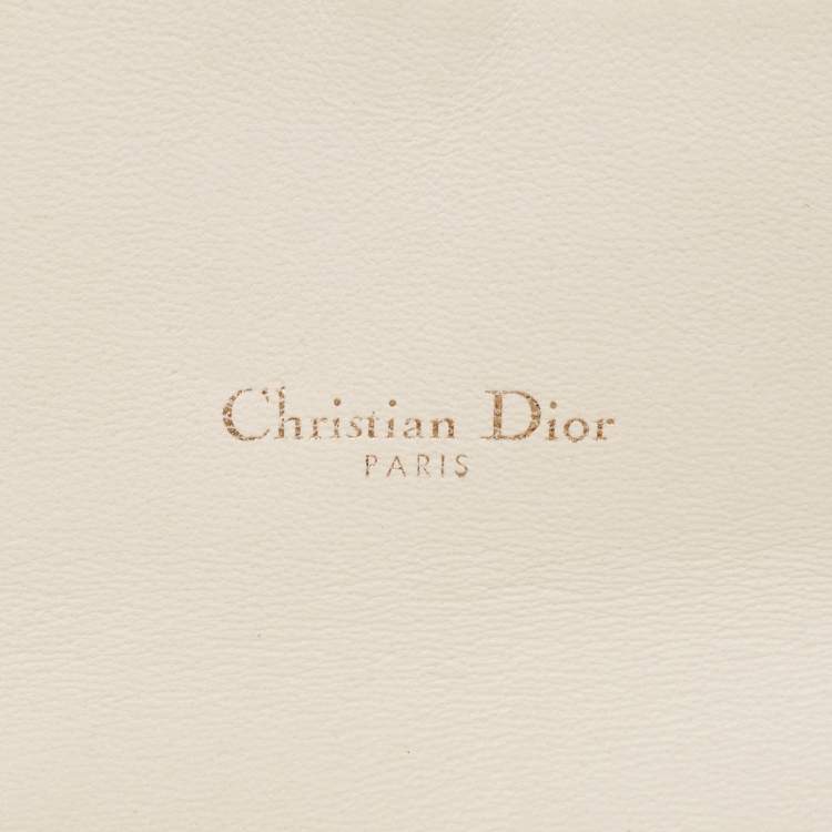 Pre Owned Dior Off White Oblique Canvas and Leather Saddle Wallet on Chain