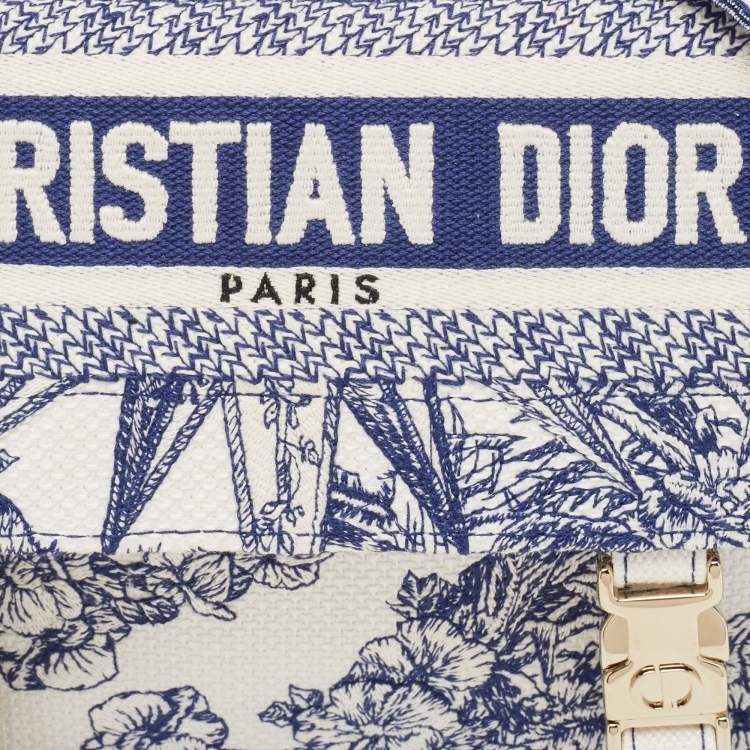 Pre Owned Dior Navy Blue/White Embroidery Canvas Diorcamp Bag