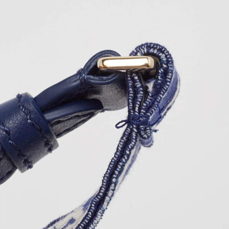 Pre Owned Dior Navy Blue/White Embroidery Canvas Diorcamp Bag
