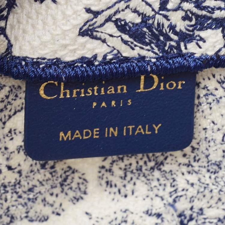 Pre Owned Dior Navy Blue/White Embroidery Canvas Diorcamp Bag