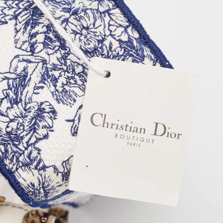 Pre Owned Dior Navy Blue/White Embroidery Canvas Diorcamp Bag