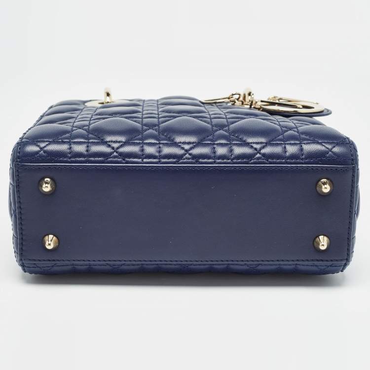 Pre Owned Dior Dark Blue Cannage Leather Small My ABCDior Lady Dior Tote