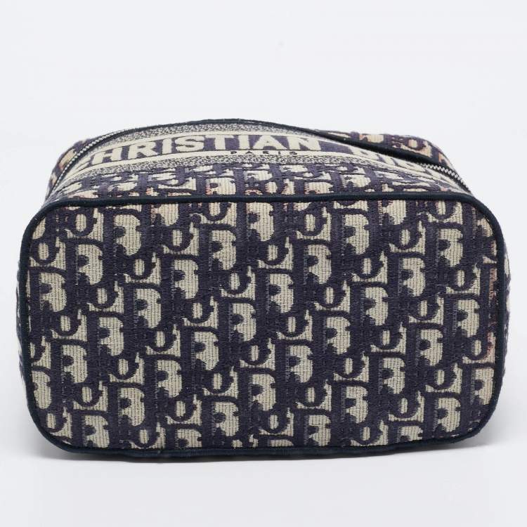 Pre Owned Dior Navy Blue Oblique Canvas Diortravel Vanity Case