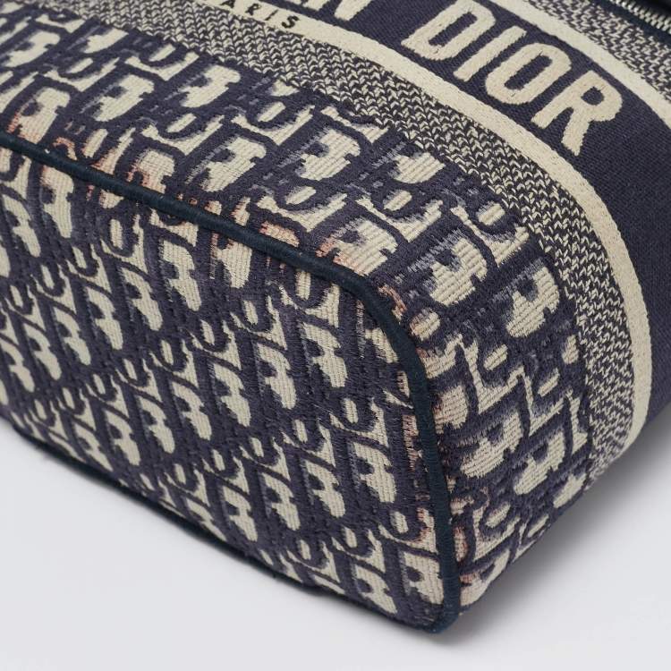 Pre Owned Dior Navy Blue Oblique Canvas Diortravel Vanity Case