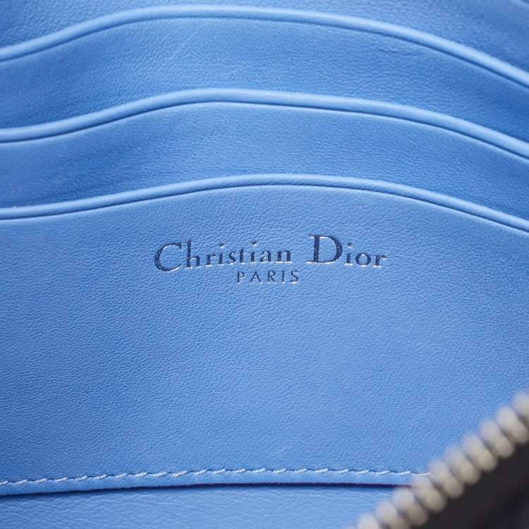 Pre Owned Dior Black/Blue Mesh and Leather Stardust Flat Pouch