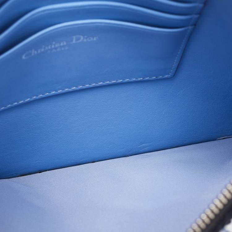 Pre Owned Dior Black/Blue Mesh and Leather Stardust Flat Pouch