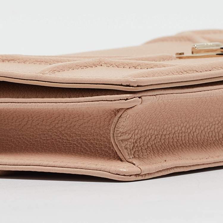 Pre Owned Dior Beige Leather Diorama Wallet on Chain