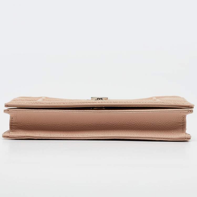 Pre Owned Dior Beige Leather Diorama Wallet on Chain