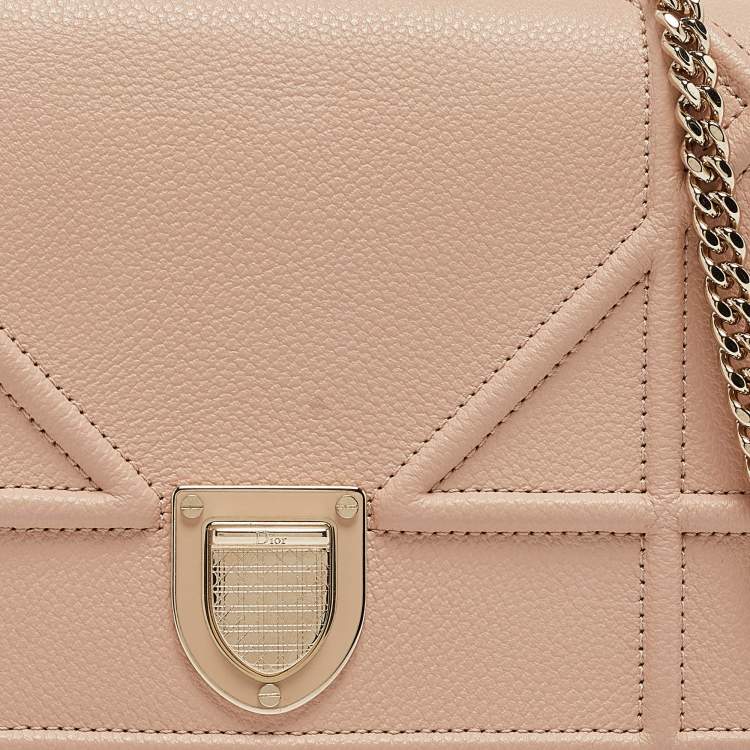 Pre Owned Dior Beige Leather Diorama Wallet on Chain