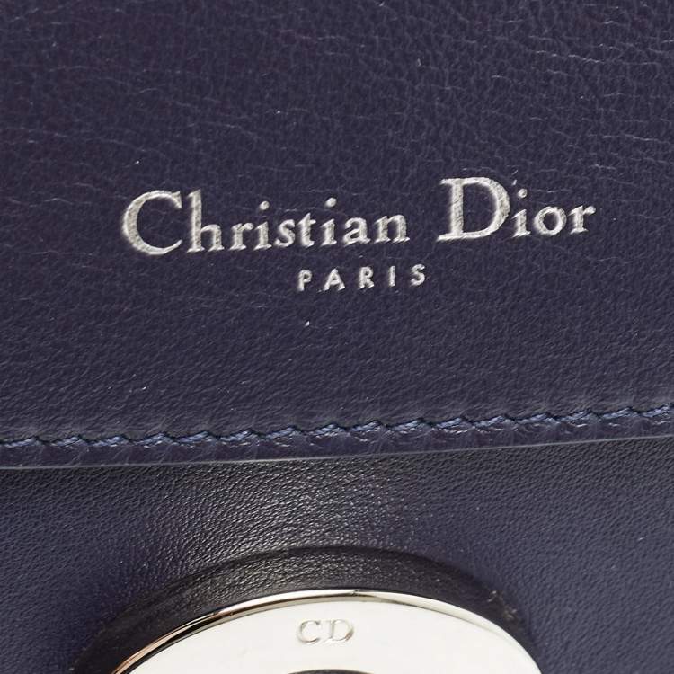 Pre Owned Dior Navy Blue/Silver Leather Small Be Dior Flap Top Handle Bag