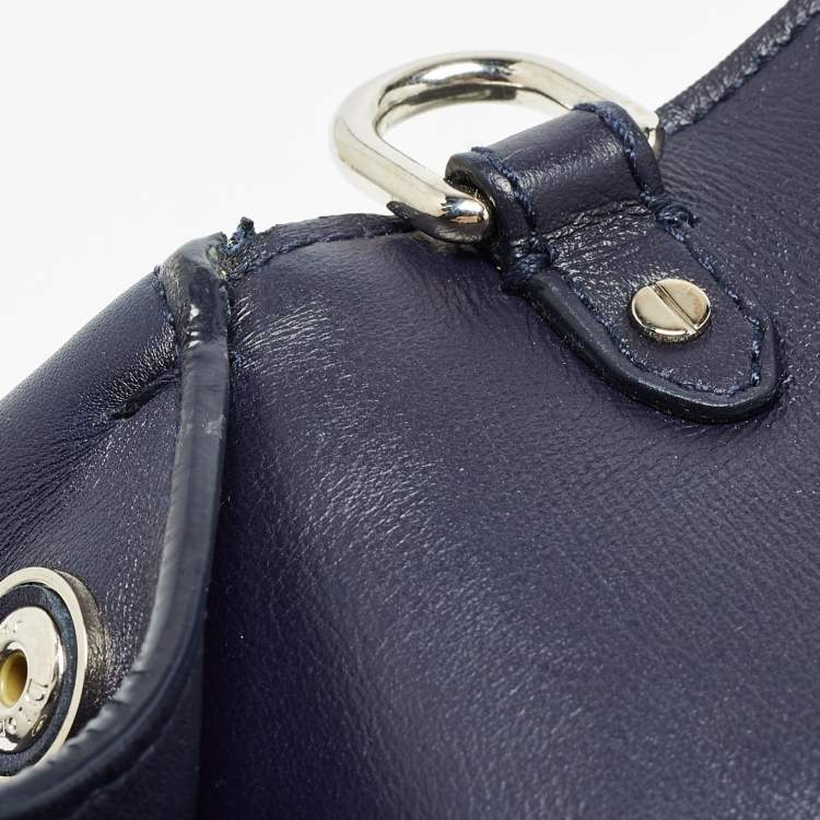 Pre Owned Dior Navy Blue/Silver Leather Small Be Dior Flap Top Handle Bag