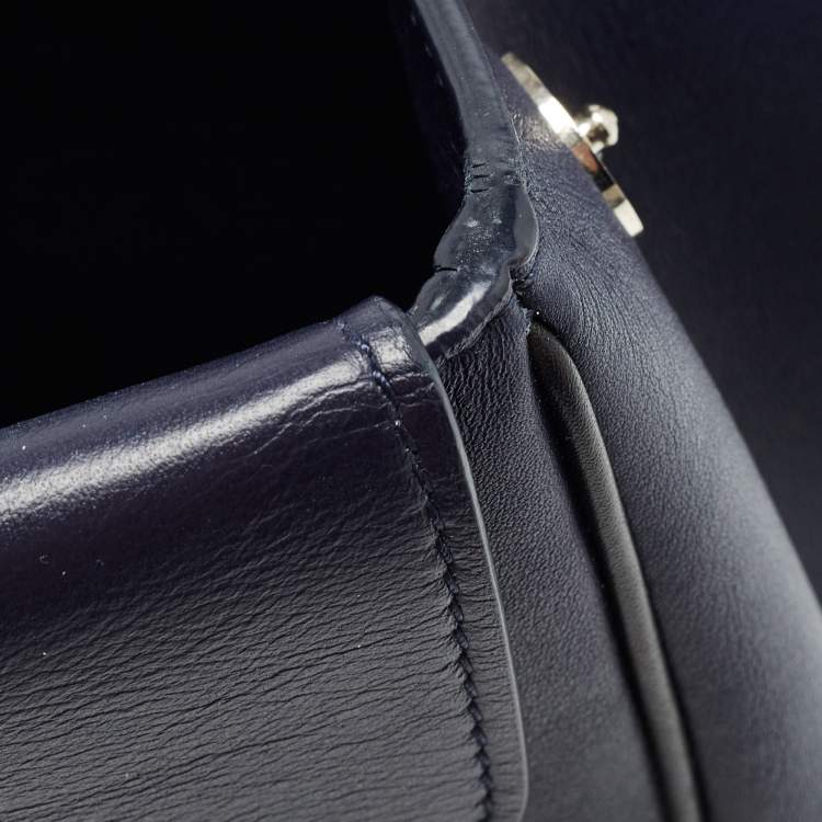 Pre Owned Dior Navy Blue/Silver Leather Small Be Dior Flap Top Handle Bag