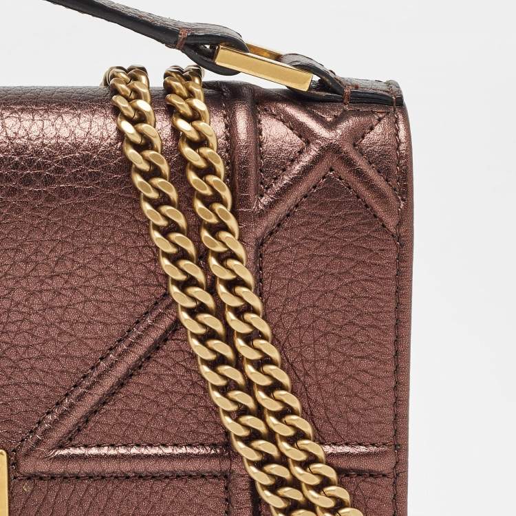 Pre Owned Dior Bronze Leather Diorama Top Handle Bag