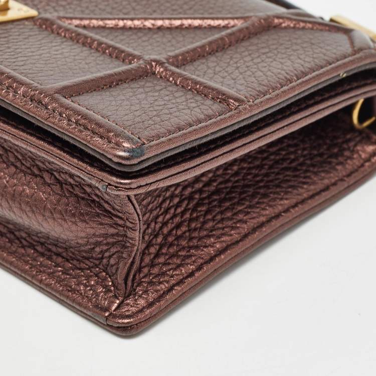 Pre Owned Dior Bronze Leather Diorama Top Handle Bag