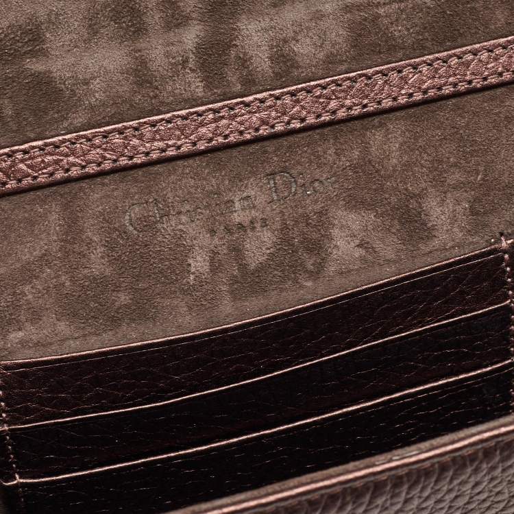 Pre Owned Dior Bronze Leather Diorama Top Handle Bag