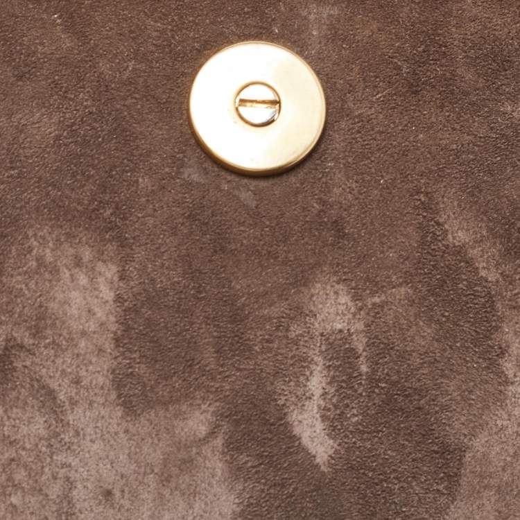 Pre Owned Dior Bronze Leather Diorama Top Handle Bag