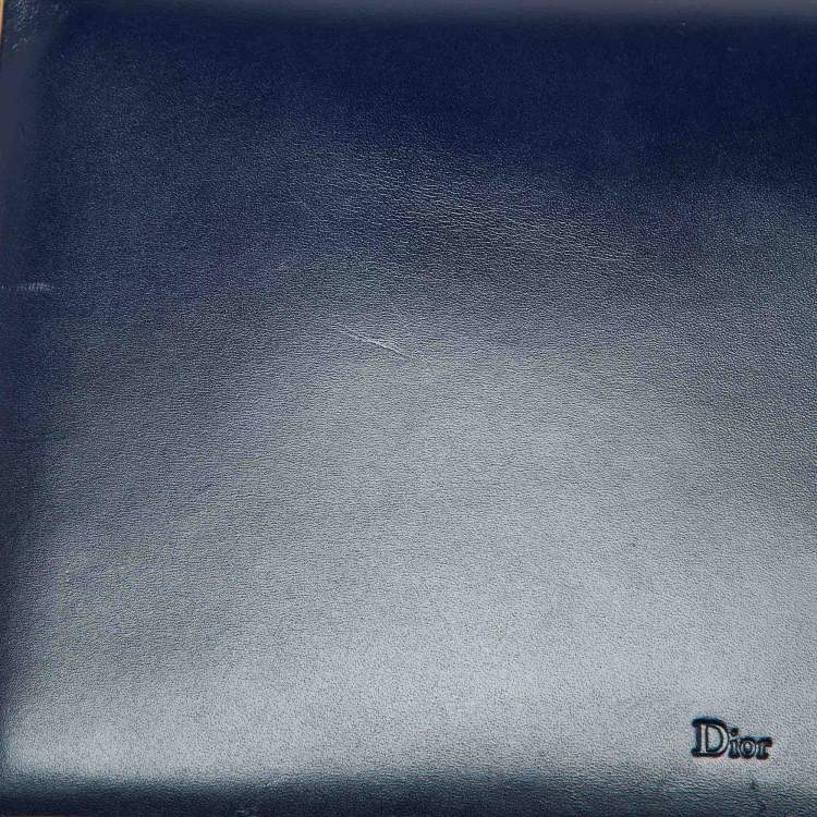 Pre Owned Dior Blue Leather Metal Flap Clutch