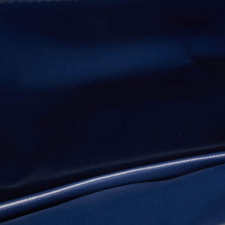 Pre Owned Dior Blue Leather Metal Flap Clutch