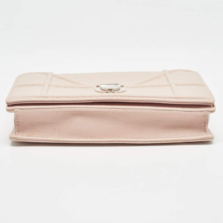 Pre Owned Dior Light Pink Leather Diorama Wallet on Chain