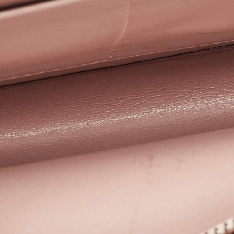 Pre Owned Dior Light Pink Leather Diorama Wallet on Chain