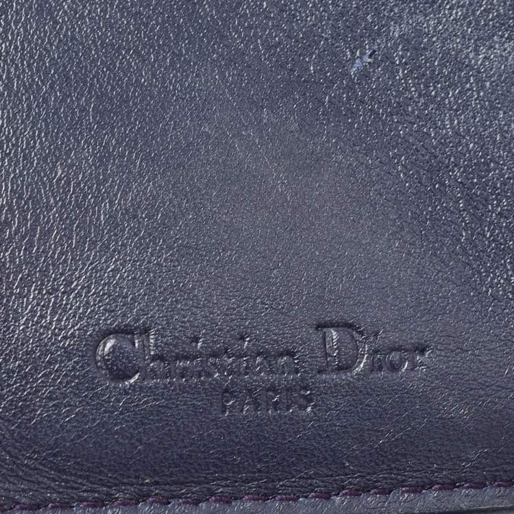 Pre Owned Dior Purple Cannage Patent Leather Lady Dior 5 Gusset Card Holder