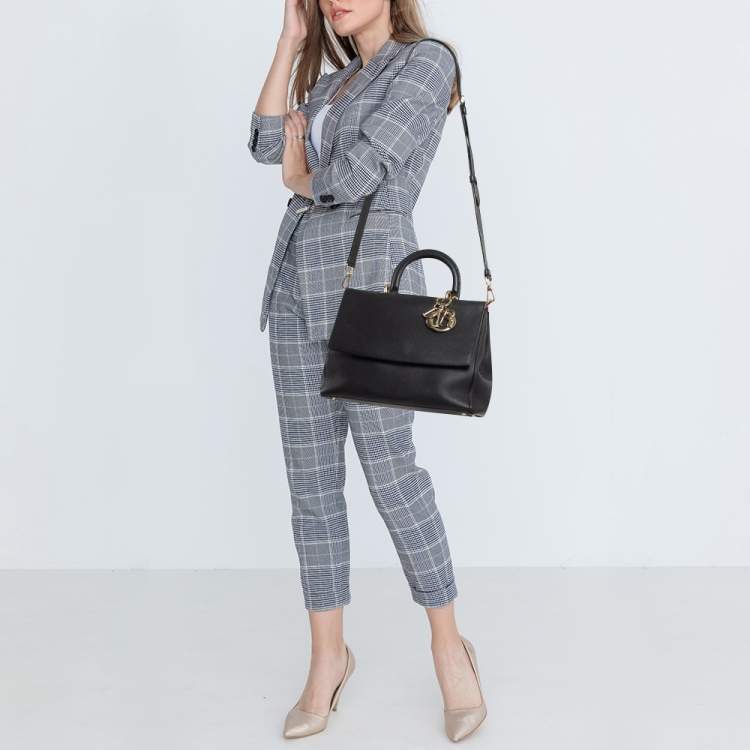 Pre Owned Dior Black Leather Medium Be Dior Flap Bag