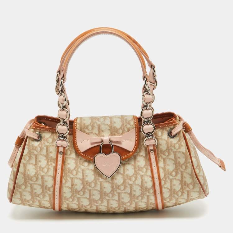 Dior Pink/Brown Oblique Coated Canvas and Leather Romantique