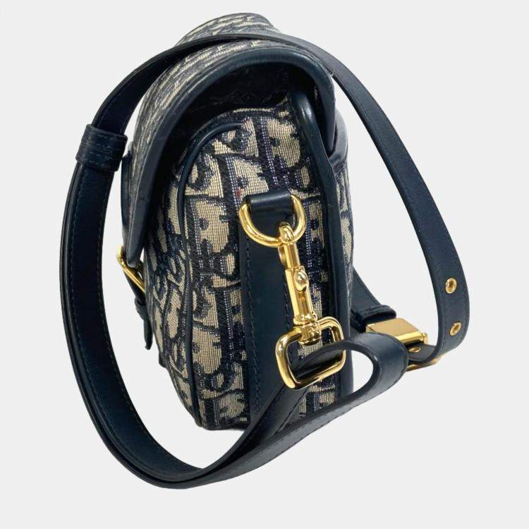 Pre Owned Dior Navy Blue Oblique Canvas Medium Bobby Shoulder Bag