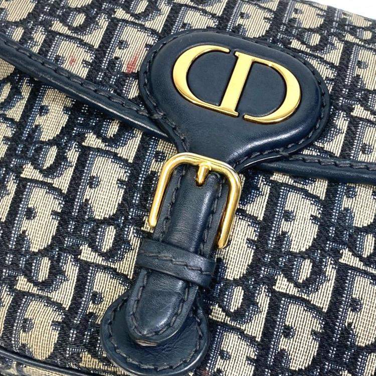Pre Owned Dior Navy Blue Oblique Canvas Medium Bobby Shoulder Bag