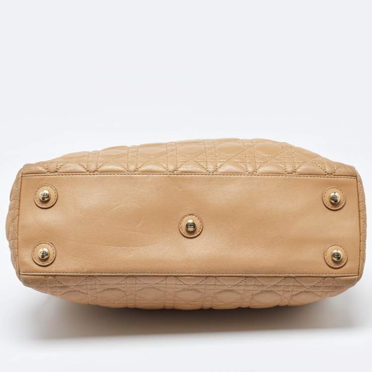 Pre Owned Dior Beige Cannage Leather Chri Chri Chain Tote