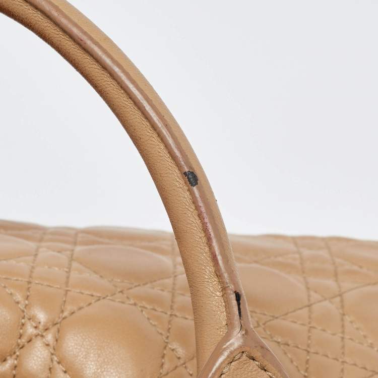 Pre Owned Dior Beige Cannage Leather Chri Chri Chain Tote