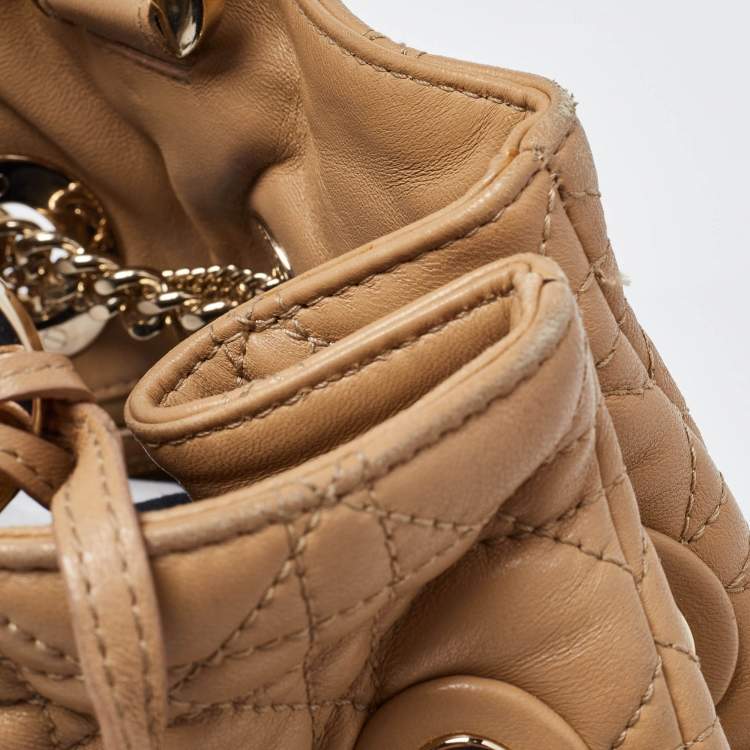 Pre Owned Dior Beige Cannage Leather Chri Chri Chain Tote