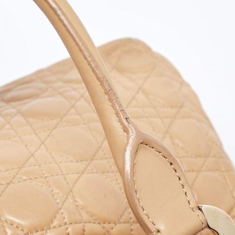 Pre Owned Dior Beige Cannage Leather Chri Chri Chain Tote