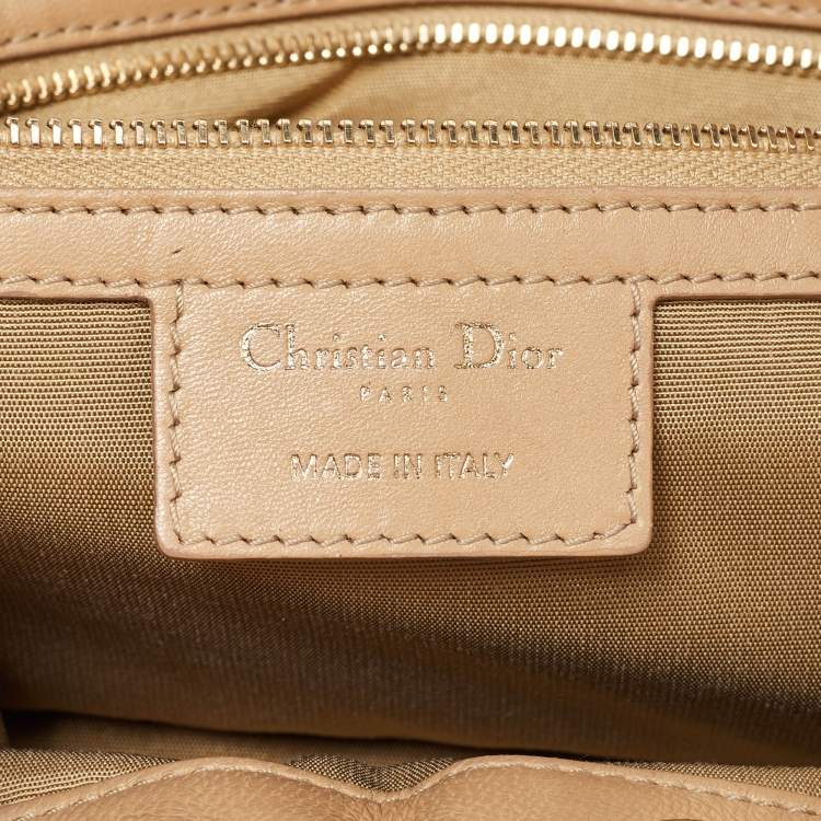 Pre Owned Dior Beige Cannage Leather Chri Chri Chain Tote